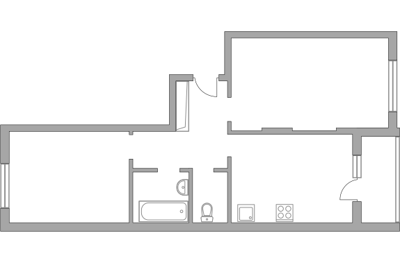Двухкомнатная квартира 55.3 м²