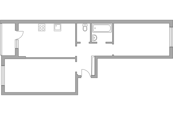 Двухкомнатная квартира 60.6 м²