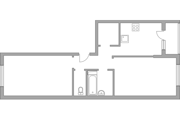 Двухкомнатная квартира 57.7 м²